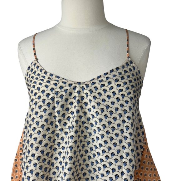 Elodie Cami Tank Top Shirt Womens Small White Blue Sleeveless Blouse - Picture 3 of 7